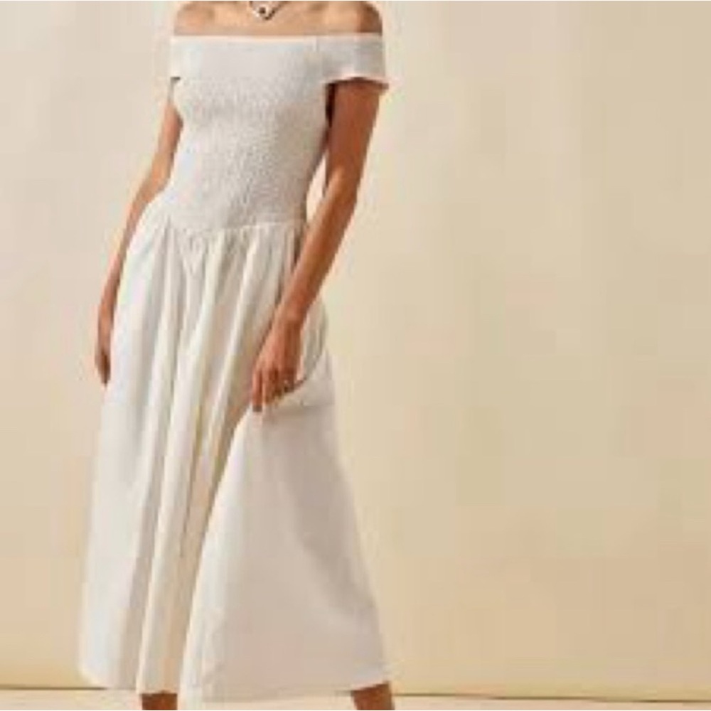 NWT Free People Smocked Ceci Midi Dress White M - Picture 5 of 7